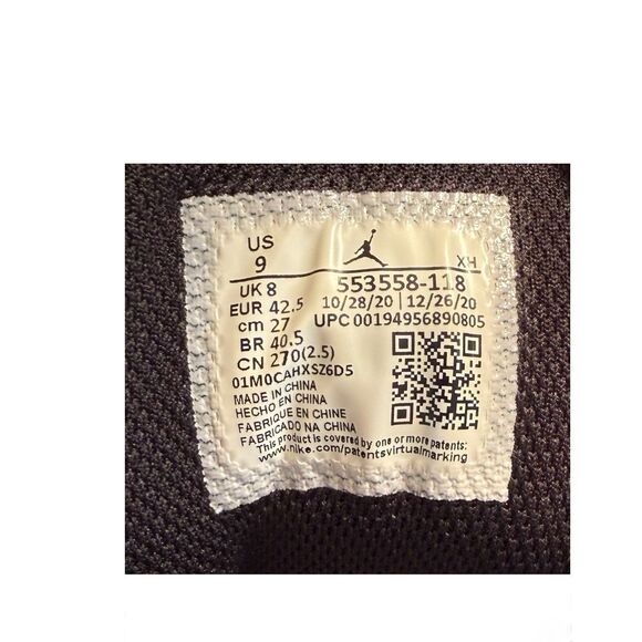 Nike Air Jordan 1 Low White University Red 553558-118 Size 9 Men Excellent Cond. - Picture 7 of 8